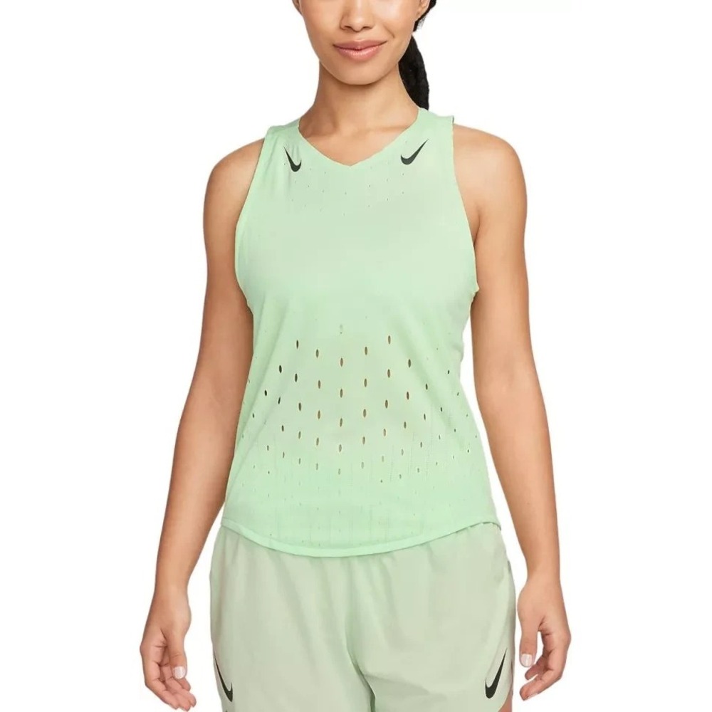 Womens Size XS Nike Vest AeroSwift Dri Fit Running Slim Vapour Green FN2504-376